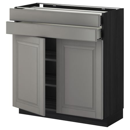 Напольный шкаф, 2 дверцы, 2 ящика МЕТОД / МАКСИМЕРА, черный, Будбин серый