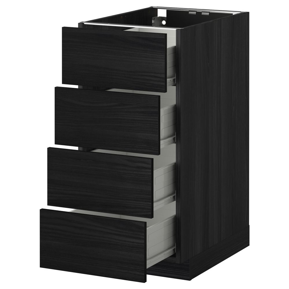 Напольный шкаф 4 фронтальных панели, 4 ящика МЕТОД / ФОРВАРА, черный, Тингсрид черный - схема-чертеж с размерами