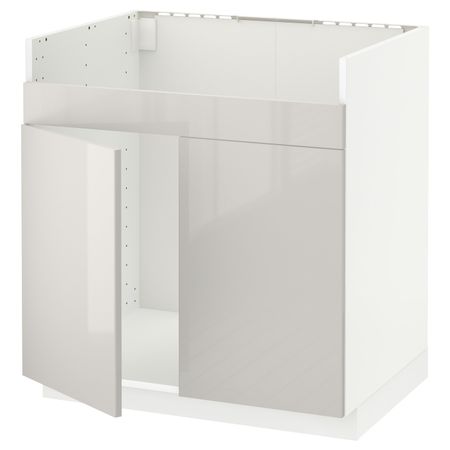Напольный шкаф для двойной мойки ХАВСЕН, белый/Рингульт светло-серый 80x60 см IKEA METOD МЕТОД 592.803.10