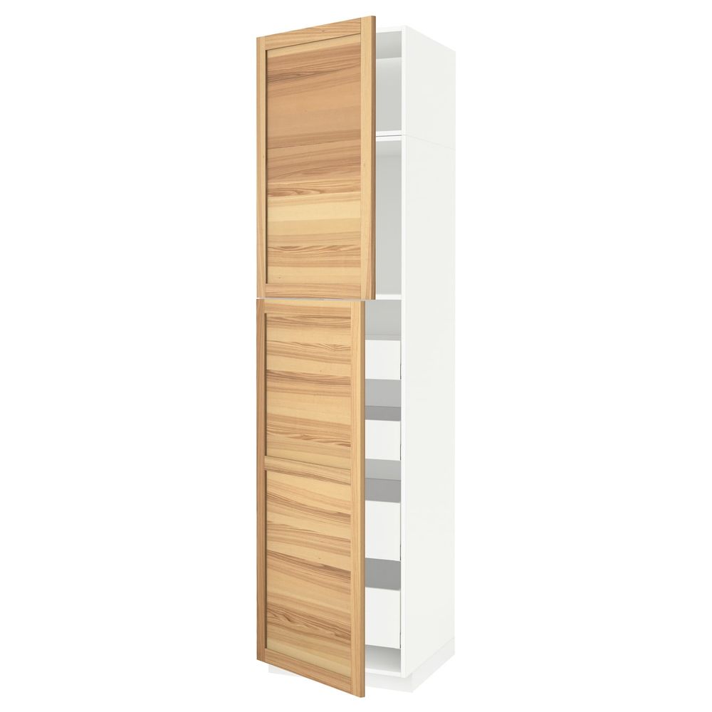 Высокий шкаф/2дверцы/4ящика, белый/Торхэмн ясень 60x60x240 см IKEA METOD МЕТОД / MAXIMERA МАКСИМЕРА 294.446.95 - фото 1