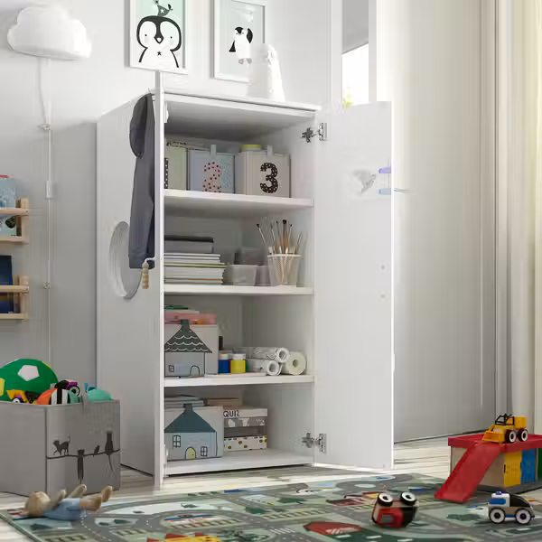 SMÅSTAD / PLATSA Гардероб - белый синий/с 3 полками 60x57x123 см - фото 3