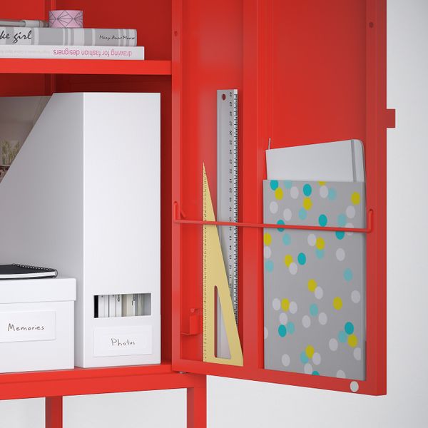 Комбинация шкафов, серый/красный 95x35x92 см IKEA LIXHULT ЛИКСГУЛЬТ 192.791.82 - фото 4