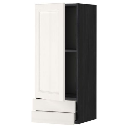 Навесной шкаф с дверцей, 2 ящика МЕТОД / МАКСИМЕРА, черный, Лаксарби белый