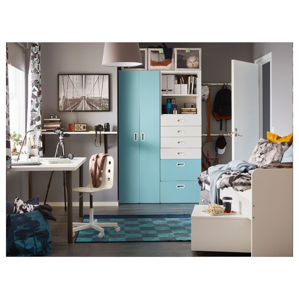 Шкаф платяной, белый/голубой 120x50x192 см IKEA STUVA СТУВА / FRITIDS ФРИТИДС 092.764.43 - фото 3