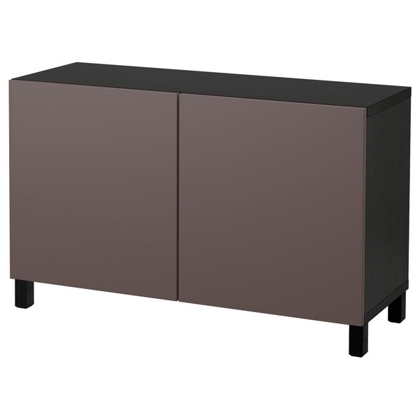 Комбинация для хранения с дверцами БЕСТО, черно-коричневый, Вальвикен темно-коричневый (120x40x74 см) - фото 1