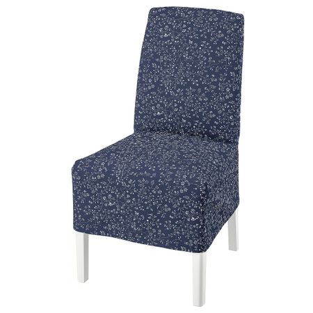 Стул с чехлом средней длины, белый Ryrane темно-синий IKEA BERGMUND БЕРГМУНД 993.845.51