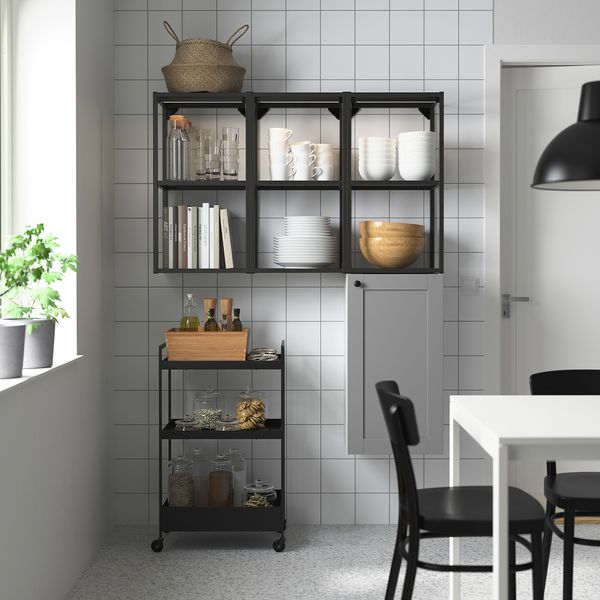 Комбинация для хранения, антрацит, серый каркас, 120x32x150 см IKEA BEGIVENHET БЕГИВЕНХЕТ 593.314.80 - фото 3