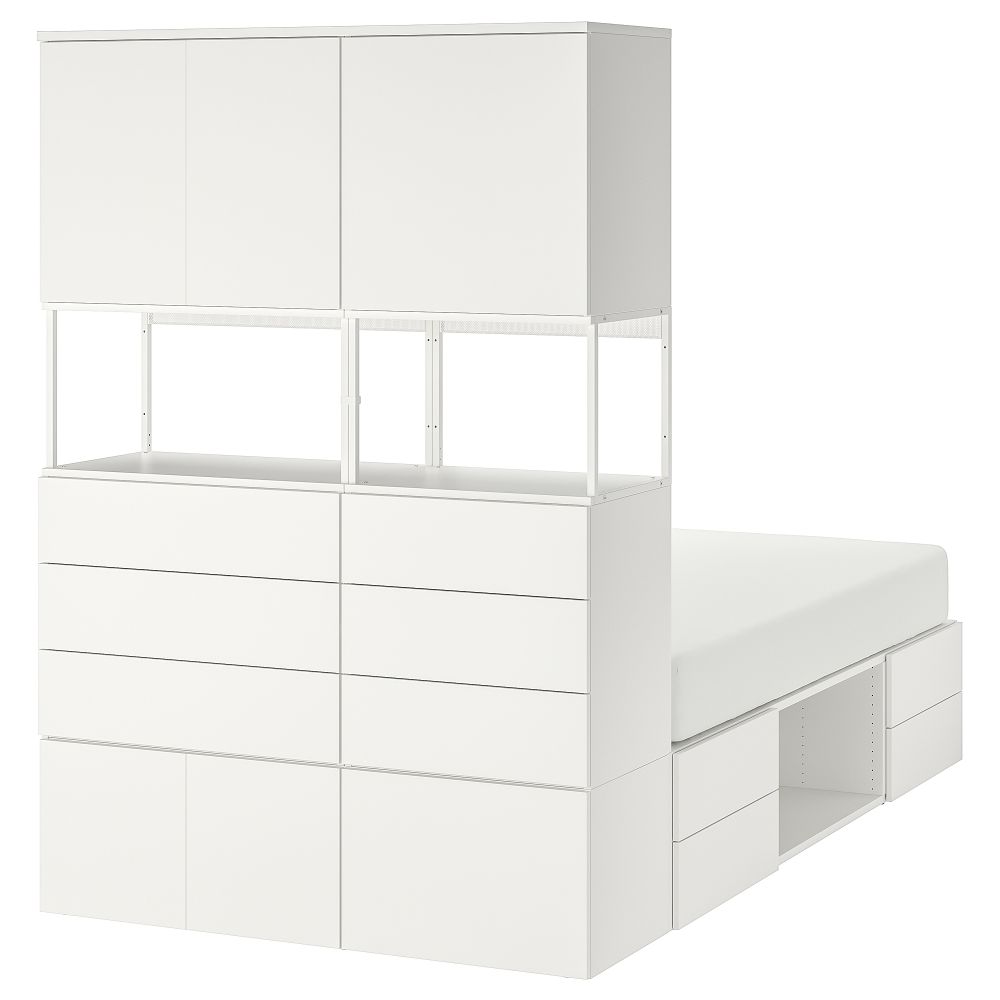 Каркас кровати, 6 дверец + 12 ящиков, белый, Fonnes, 140x244x203 см IKEA PLATSA ПЛАТСАA ПЛАТСА 093.242.84 - фото 1