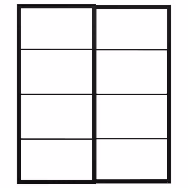 PAX Рама д/раздв дврц, с направл, 2 шт - чёрный 200x236 см - схема-чертеж с размерами