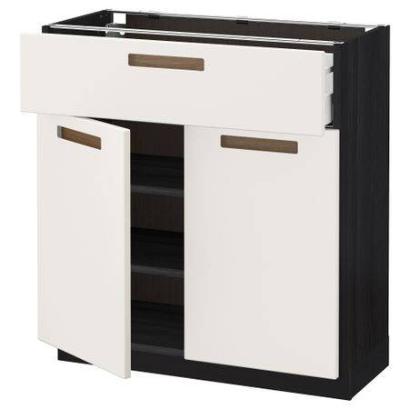 Напольный шкаф + ящик, 2 дверцы МЕТОД / МАКСИМЕРА, черный, Мэрста белый