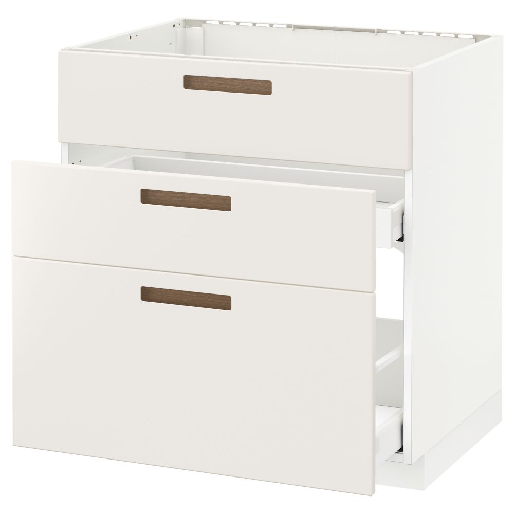 Напольный шкаф под мойку + 3 фронтальных панели, 2 ящика МЕТОД / МАКСИМЕРА, белый, Мэрста белый - схема-чертеж с размерами