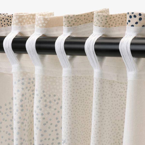 Гардины, 2 шт., бежевый/зеленый/орнамент «точки» 145x300 см IKEA SANDÄNGSFLY САНДЭНГСФЛИ 305.129.66 - фото 6