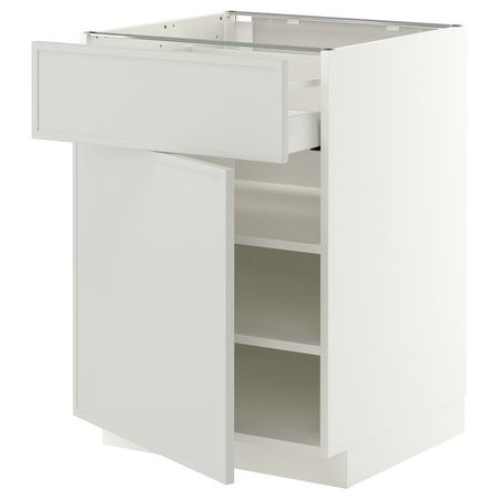 METOD / MAXIMERA Напольный шкаф с ящиком/дверцей - белый/Aspudden светло-серый 60x60 см