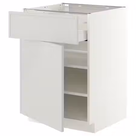 METOD / MAXIMERA Напольный шкаф с ящиком/дверцей - белый/Aspudden светло-серый 60x60 см