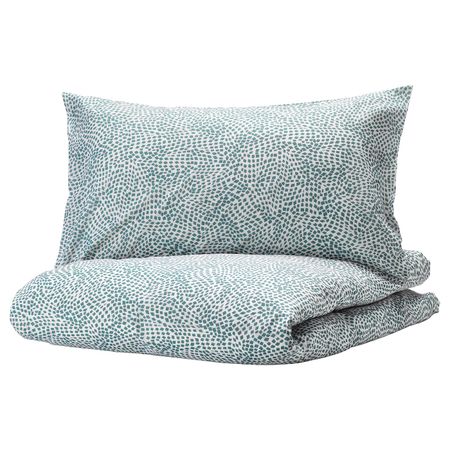 Пододеяльник и наволочка, белый, синий 150x200/50x70 см IKEA TRÄDKRASSULA ТРЭДКРАССУЛА 103.928.42