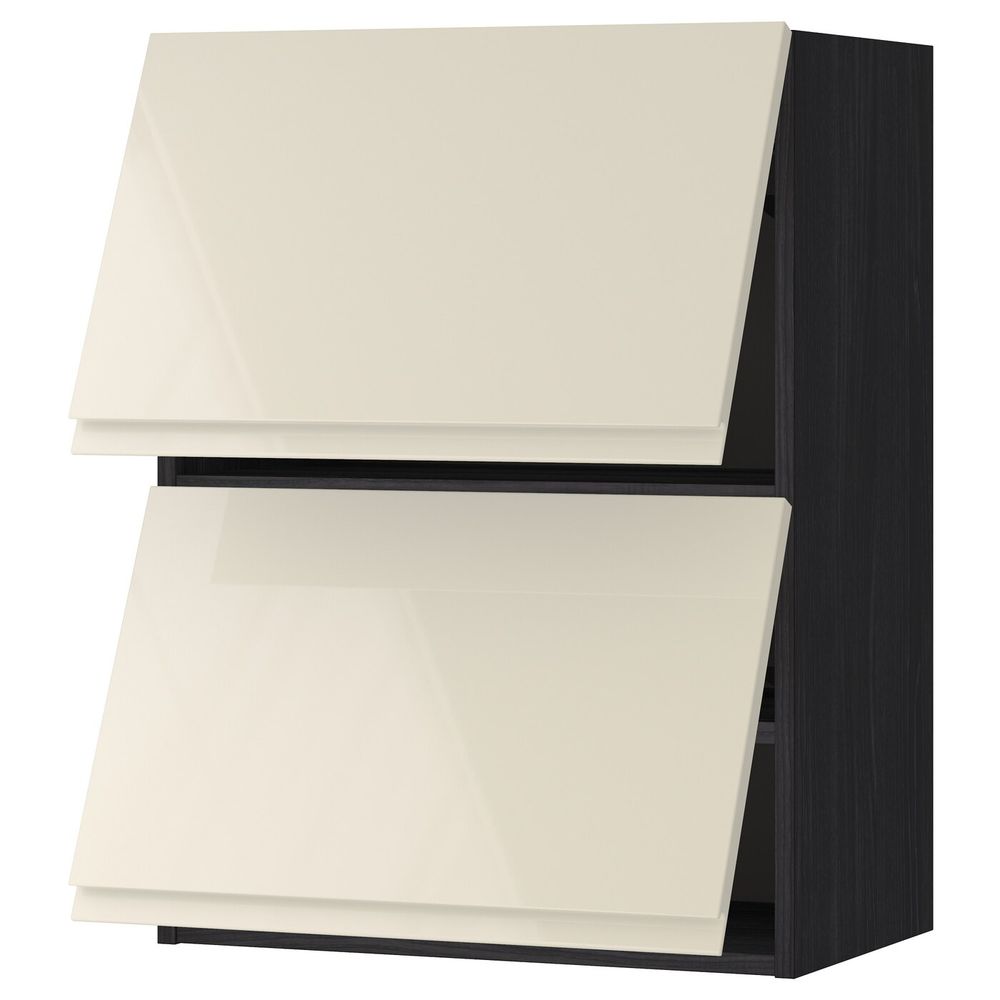 Навесной шкаф, 2 дверцы, горизонтал, черный, Воксторп глянцевый светло-бежевый 60x80 см IKEA МЕТОД 892.406.81 - схема-чертеж с размерами