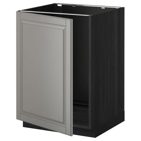 Напольный шкаф для раковины МЕТОД, черный, Будбин серый (60x60 см)