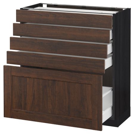 Напольный шкаф с 5 ящиками МЕТОД / МАКСИМЕРА, черный, Эдсерум коричневый