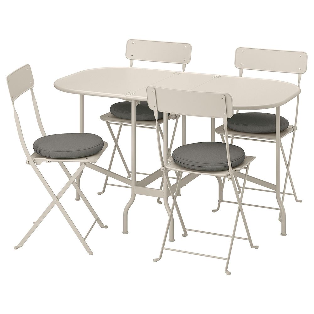 Садовый складной стол + 4 стула, бежевый/ФРЁСЁН/ДУВХОЛЬМЕН темно-серый IKEA САЛЬТХОЛЬМЕН 092.709.31 - фото 1