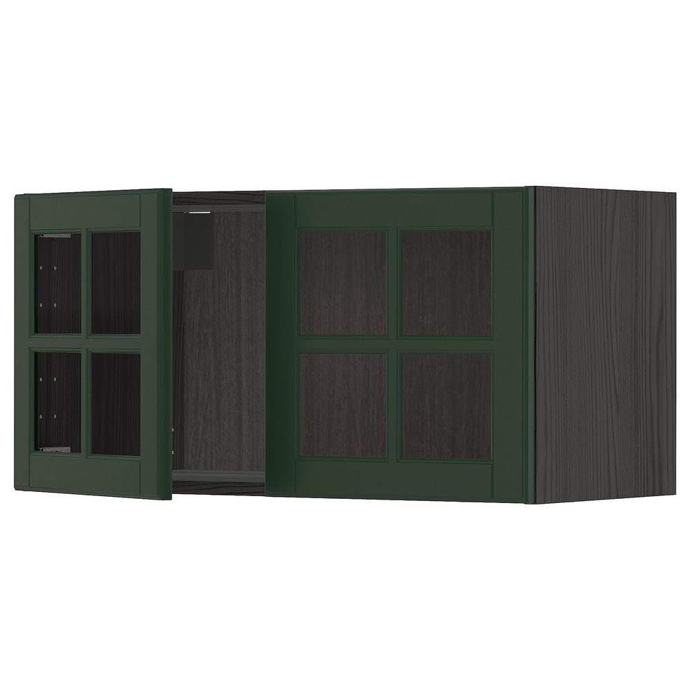 Навесной шкаф с 2 стеклянная дверями, черный/Будбин темно-зеленый 80x40 см IKEA МЕТОД 593.030.81 - схема-чертеж с размерами