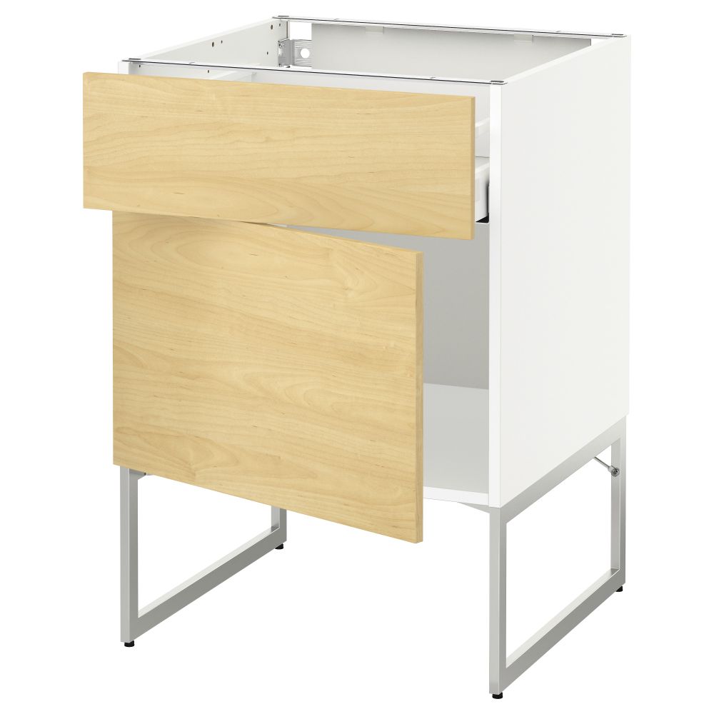 Напольный шкаф с ящиком, дверью МЕТОД / МАКСИМЕРА, белый, Тингсрид береза - схема-чертеж с размерами