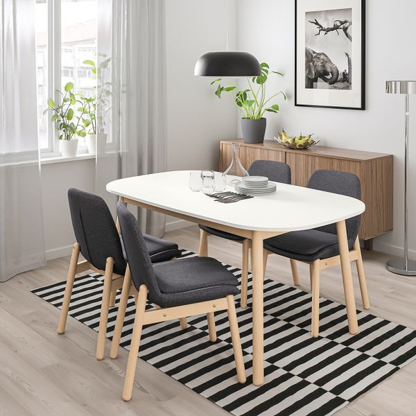 Стол и 4 стула, белый, береза 160x95 см IKEA VEDBO ВЕДБУ / VEDBO ВЕДБУ 493.068.86 - фото 2