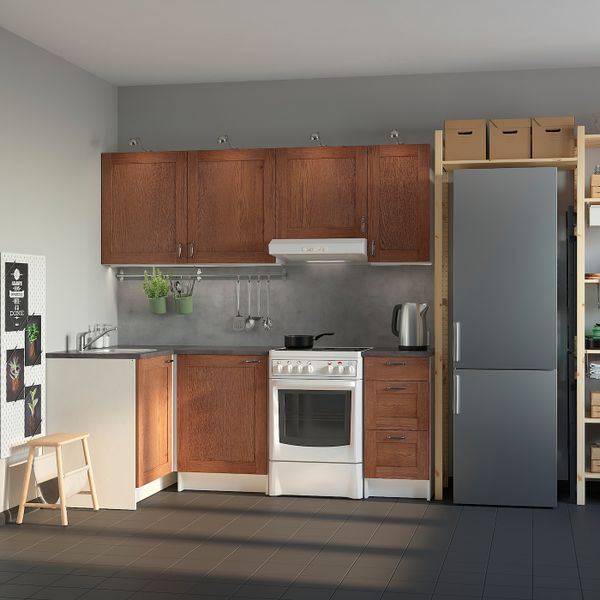 Кухня, под коричневый мореный ясень 120x220x220 см IKEA KNOXHULT КНОКСХУЛЬТ 394.177.76 - фото 2