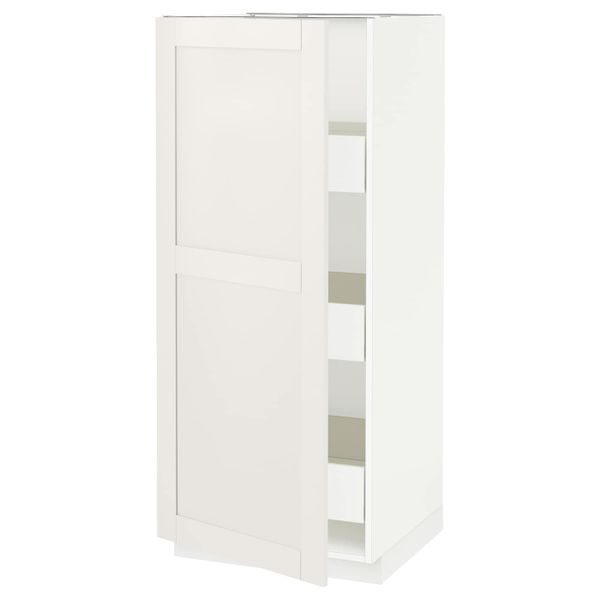 Высокий шкаф с ящиками, белый/Сэведаль белый 60x60x140 см IKEA МЕТОД / ФОРВАРА 693.837.89 - схема-чертеж с размерами