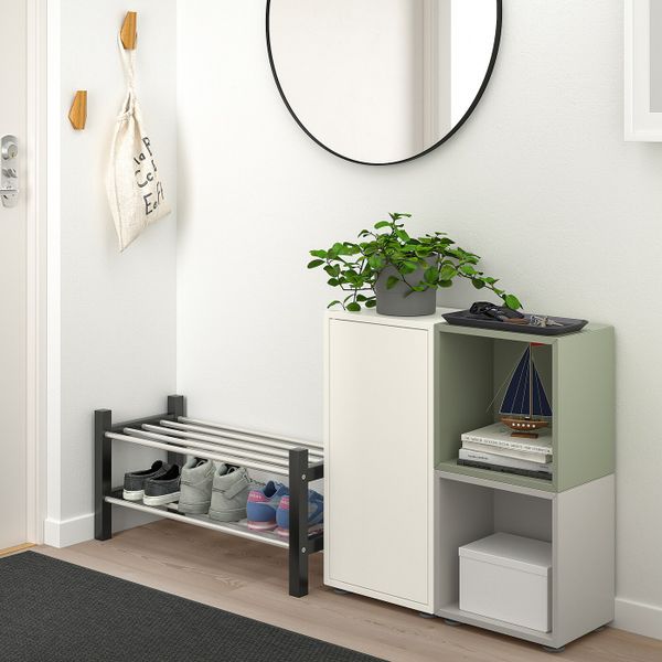 Комбинация шкафов с ножками, белый, серый/светло-зеленый 70x25x72 см IKEA EKET ЭКЕТ 794.436.17 - фото 2