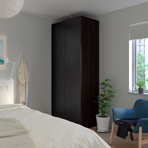 Гардероб, черно-коричневый, Форсанд под мореный ясень, черно-коричневый 100x60x236 см IKEA ПАКС 492.868.93 - фото 2