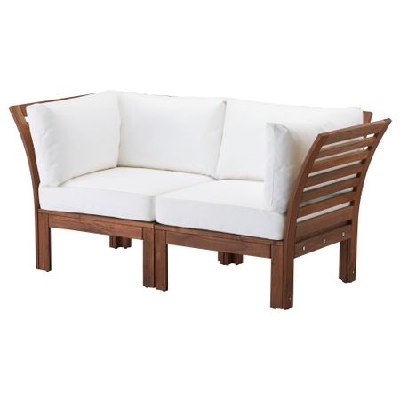 2-местный диван, садовый ЭПЛАРО / КУНГСЭ, коричневая морилка, белый (160x80x73 см)