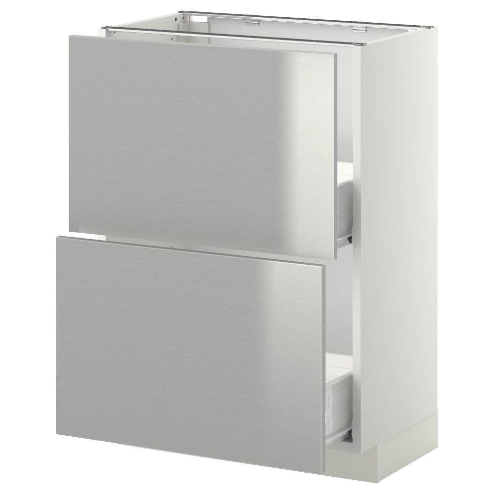 Напольный шкаф с 2 ящиками МЕТОД / ФОРВАРА, белый, Гревста нержавеющ сталь - схема-чертеж с размерами