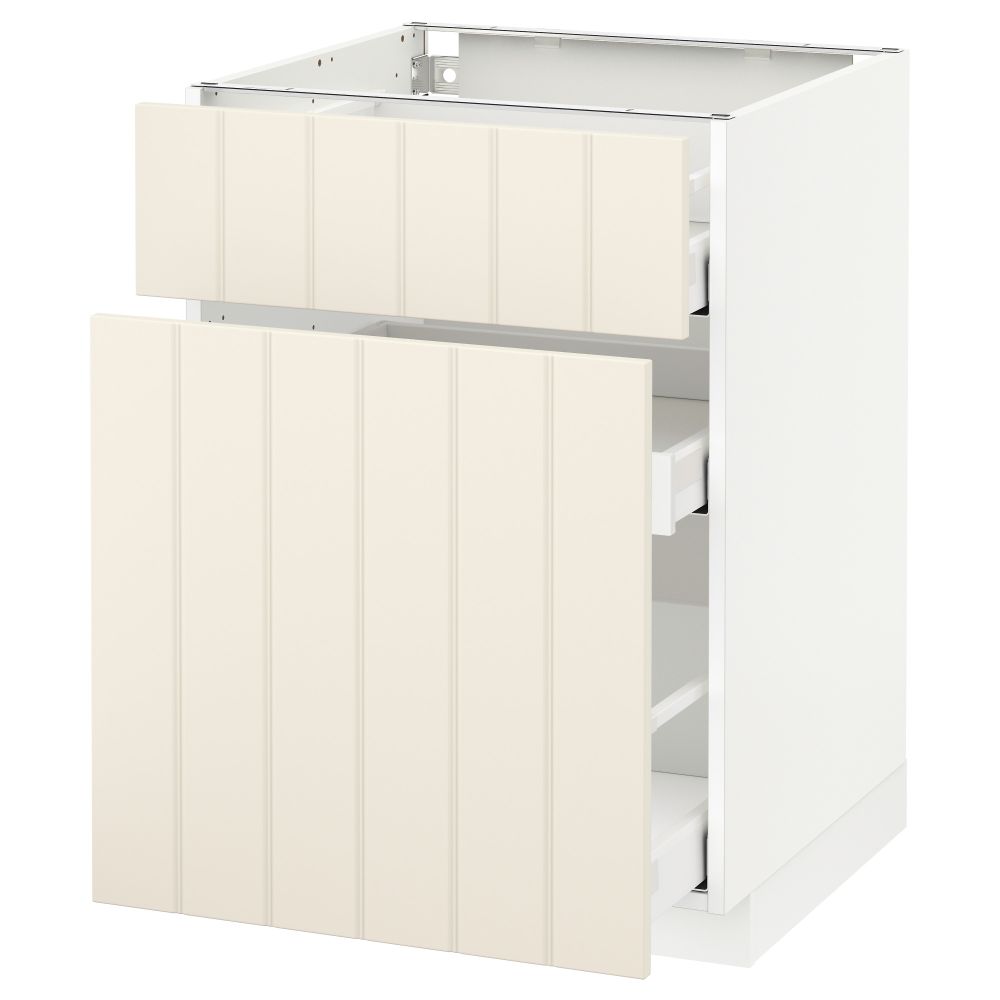 Напольный шкаф, выдвижной секцией, ящик МЕТОД / МАКСИМЕРА, белый, Хитарп белый с оттенком - схема-чертеж с размерами