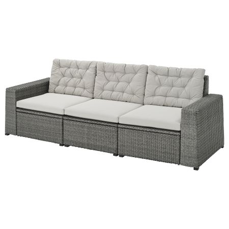 3-местный модульный диван, садовый, 223x82x84 см, серый-темно-серый IKEA SOLLERÖN СОЛЛЕРОН 593.036.70