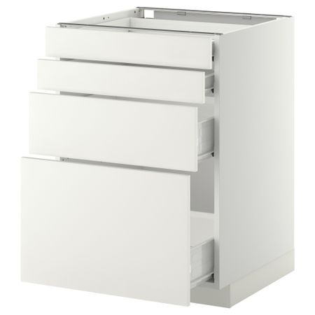 Напольный шкаф 4 фронтальных панели, 4 ящика МЕТОД / ФОРВАРА, белый, Хэггеби белый