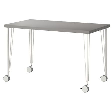 Стол ЛИННМОН / КРИЛЛЕ, серый, белый (120x60 см)