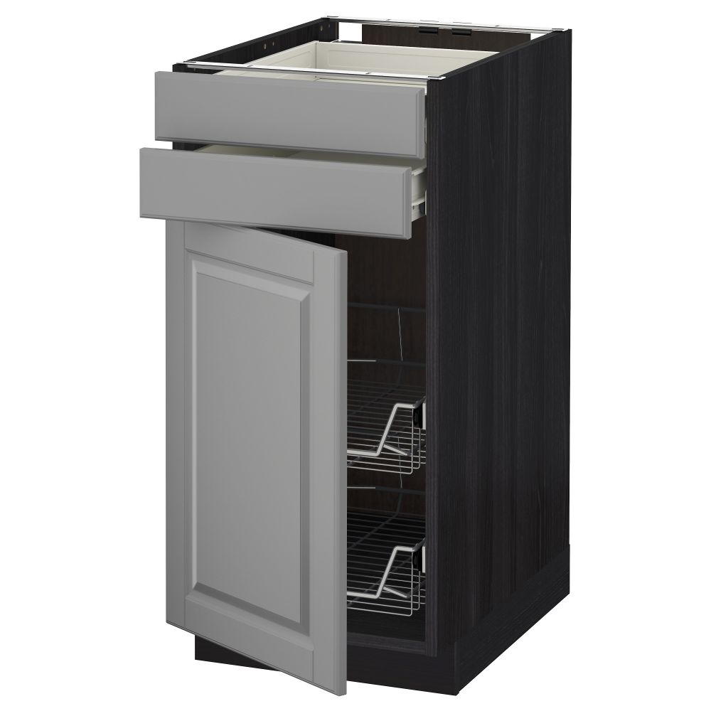 Напольный шкаф, дверца, 2 ящика, проволочных корзин МЕТОД / ФОРВАРА, черный, Будбин серый - схема-чертеж с размерами