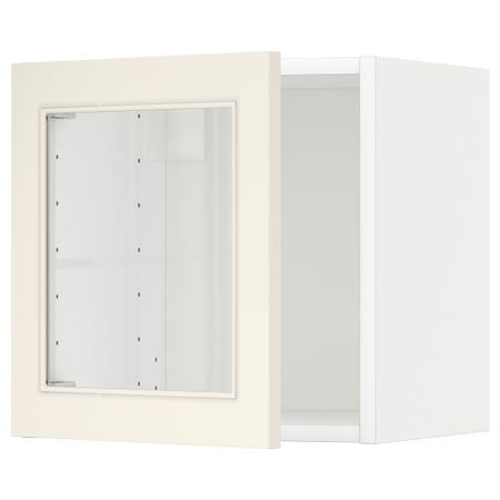 Навесной шкаф со стеклянной дверью МЕТОД, белый, Хитарп белый с оттенком (40x40 см)