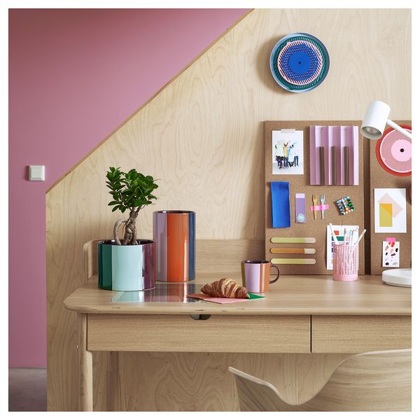 Настенные часы, разноцветный, 21 см IKEA TESAMMANS 105.689.78 - схема-чертеж с размерами