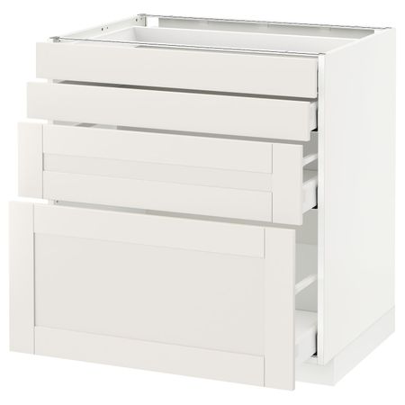 Напольный шкаф 4 фронтальных панели, 4 ящика, белый/Сэведаль белый 80x60 см IKEA METOD МЕТОД / MAXIMERA МАКСИМЕРА 192.385.49