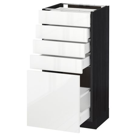 Напольный шкаф с 5 ящиками МЕТОД / МАКСИМЕРА, черный, Рингульт белый