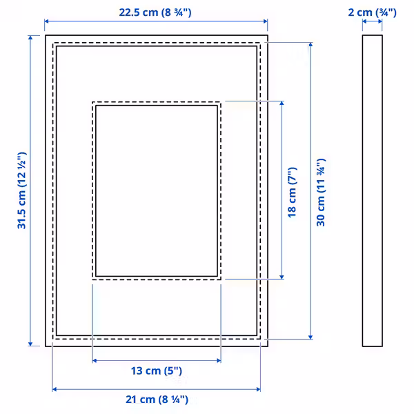 LOMVIKEN Рама - алюминий 21x30 см - схема-чертеж с размерами