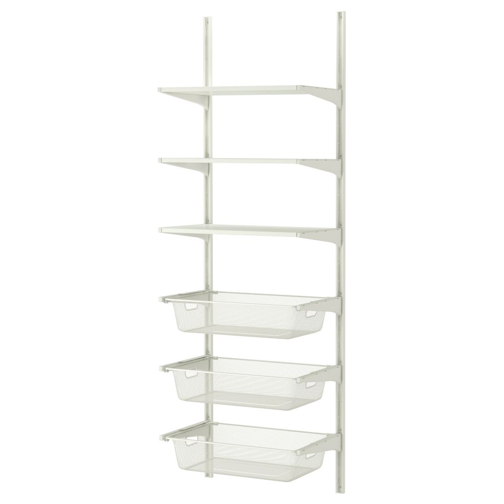 Настенная шина, сетчатые корзины АЛЬГОТ, белый (65x40x196 см) - фото 1