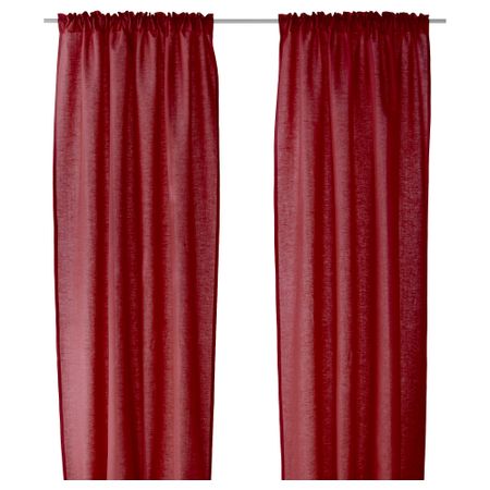 Гардины, 1 пара ВИТТОТЕЛЬ, темно-красный (145x270 см)