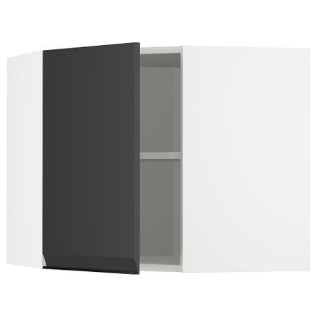 Угловой навесной шкаф с полками, белый, Upplöv матовый антрацит, 68x60 см IKEA METOD МЕТОД 694.940.18