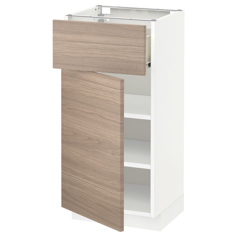 Напольный шкаф с ящиком, дверью МЕТОД / ФОРВАРА, белый, Брокхульт светло-серый - схема-чертеж с размерами