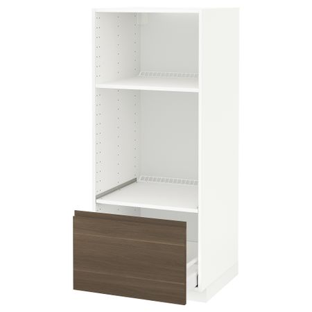 Высокий шкаф с ящиком для духовки, СВЧ, 60x60x140 cm IKEA METOD МЕТОД, MAXIMERA МАКСИМЕРА 091.163.36