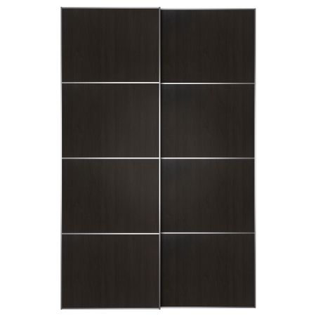 Пара раздвижных дверей ВОЛЬДА, черно-коричневый, цвет алюминия