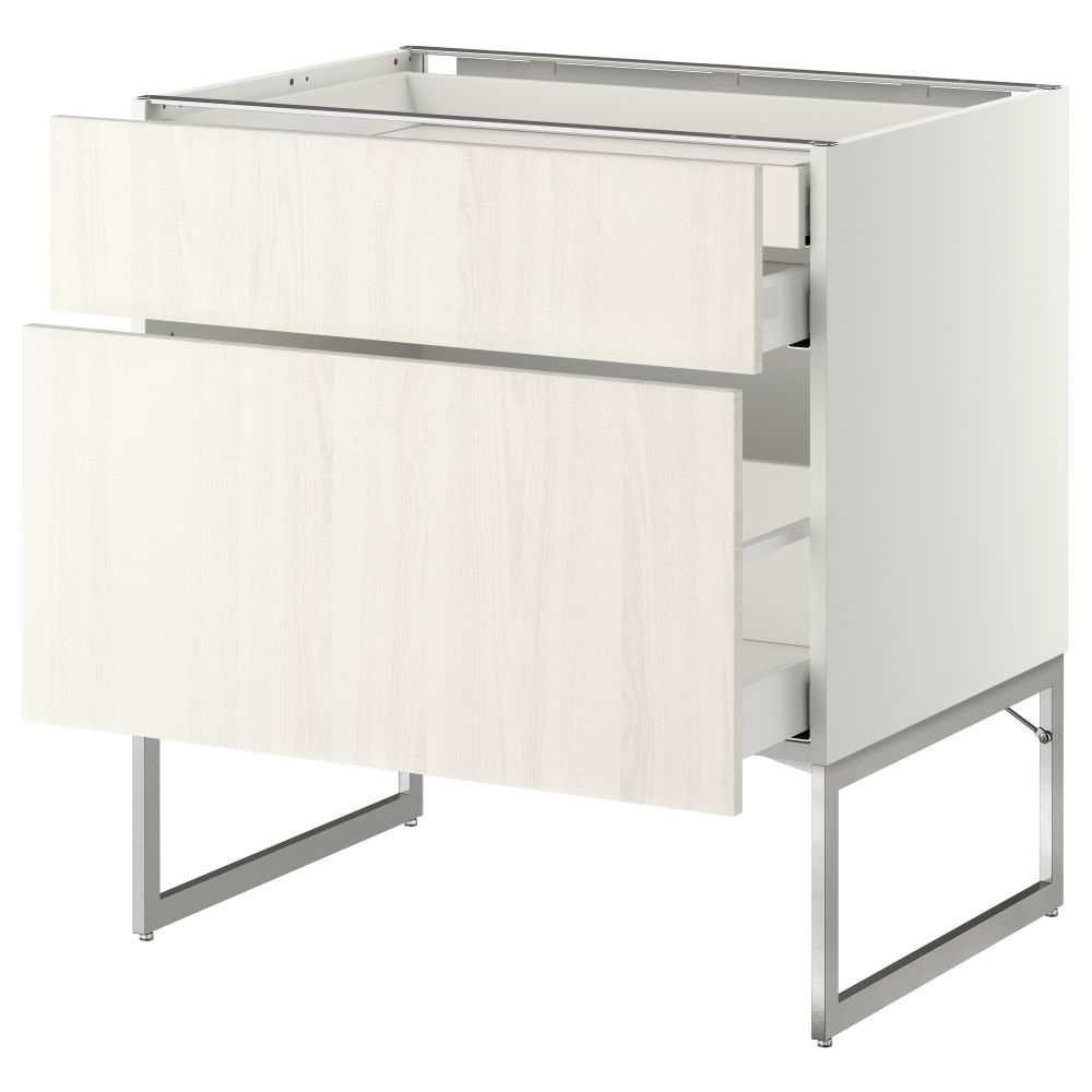 Напольный шкаф 2 фронтальных панели, 2 нижних,1 встроенный ящик МЕТОД / МАКСИМЕРА, белый, Росдаль белый - схема-чертеж с размерами