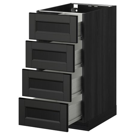 Напольный шкаф 4 фронтальных панели/4 ящика МЕТОД / ФОРВАРА, черный, Лаксарби черно-коричневый